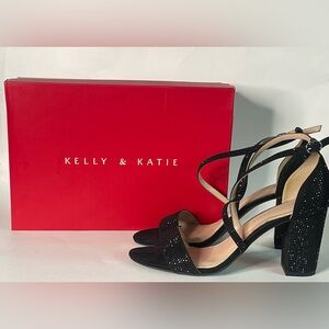 Kelly & Katie Black Strappy Heels With Original Box Size 10M